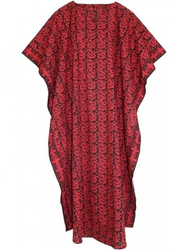 Nightgowns & Sleepshirts Women Hand Blocked Batik Cotton Caftan Kaftan Loungewear Maxi Plus Size Long Dress - Black-14251 - C...