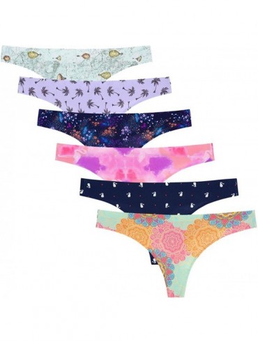 Panties Seamless Underwear for Women Low Rise No Show Thong Brief Invisible Panties for Girls (6 Pack) - Multicolored-6 Pack ...