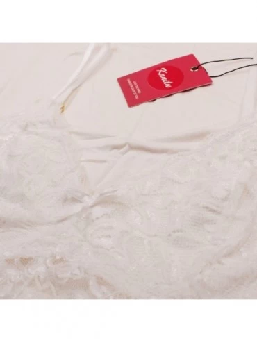 Slips Women Modal Sleepwear Sexy lace Nightwear V Neck Full Slip Nightgown(5 Size S M L XL XXL) - White - C718DCTWE0L $22.14