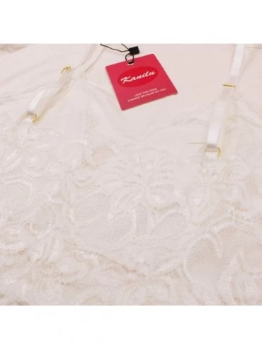 Slips Women Modal Sleepwear Sexy lace Nightwear V Neck Full Slip Nightgown(5 Size S M L XL XXL) - White - C718DCTWE0L $22.14