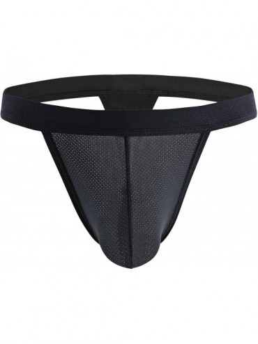 G-Strings & Thongs Men's Thongs Underwear Micro Mesh Stretch Thong T-Back Men's Briefs Pack Soft Bulge Bikini - Black-1-pack ...