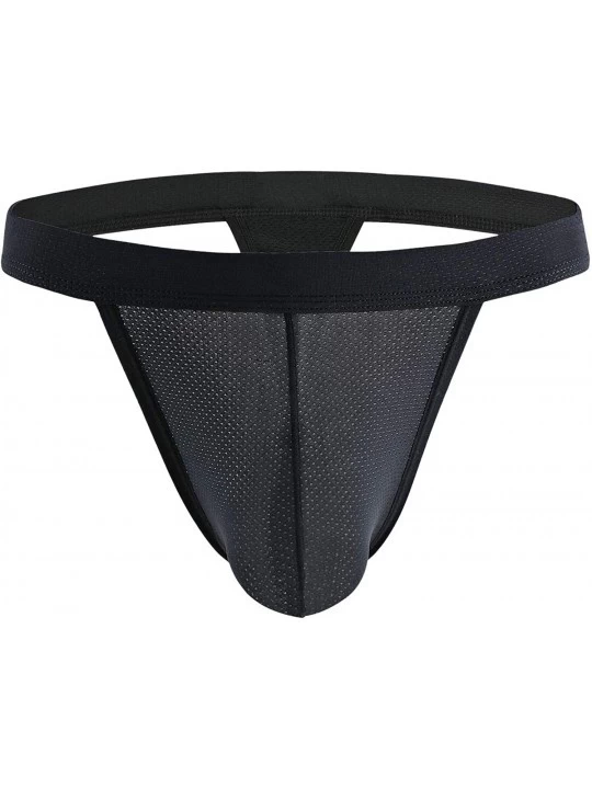G-Strings & Thongs Men's Thongs Underwear Micro Mesh Stretch Thong T-Back Men's Briefs Pack Soft Bulge Bikini - Black-1-pack ...