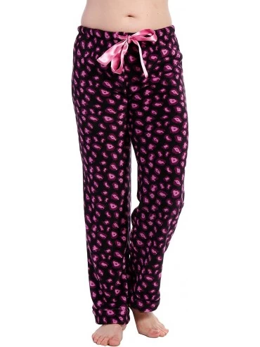 Bottoms Fleece Pajama Pants for Women - Plush Lounge Pants - Jaguar - Black/Purple - C912277KKA9 $28.80