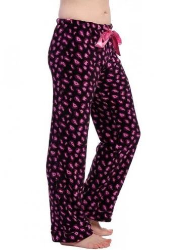 Bottoms Fleece Pajama Pants for Women - Plush Lounge Pants - Jaguar - Black/Purple - C912277KKA9 $15.57