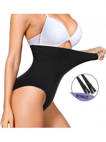 Shapewear Women Waist Trainer Shapewear Thong Bodysuit Seamless Tummy Control Panty Faja Open Bust Body Shaper - Black - CW18...