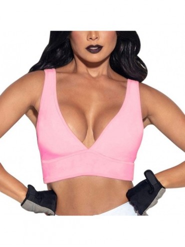 Bras Women Casual Slim Sleeveless Tank Tops Crop Top Backless Fitness Vest - Pink - CR18TRIM4IU $24.55