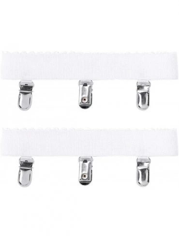 Garters & Garter Belts Women's Non-Slip Thigh High Stockings Suspender Garter Belts with Metal Clips Lingerie - White - CG19C...