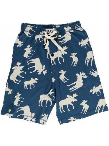 Sleep Bottoms Pajama Shorts for Men- Men's Separate Bottoms- Cotton Loungewear - Blue Moose - C2196EM6438 $44.45
