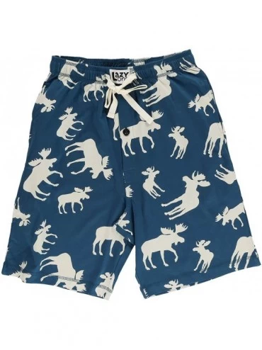 Sleep Bottoms Pajama Shorts for Men- Men's Separate Bottoms- Cotton Loungewear - Blue Moose - C2196EM6438 $25.71