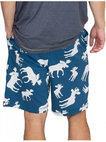 Sleep Bottoms Pajama Shorts for Men- Men's Separate Bottoms- Cotton Loungewear - Blue Moose - C2196EM6438 $25.71