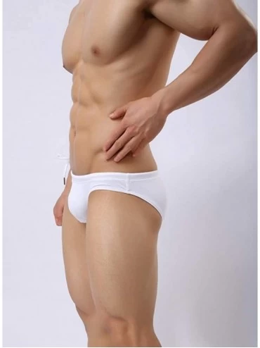 Briefs Men's Cotton Briefs Sexy Panties U Convex Bag Slim Briefs - White - C4193QWGZ5E $10.39