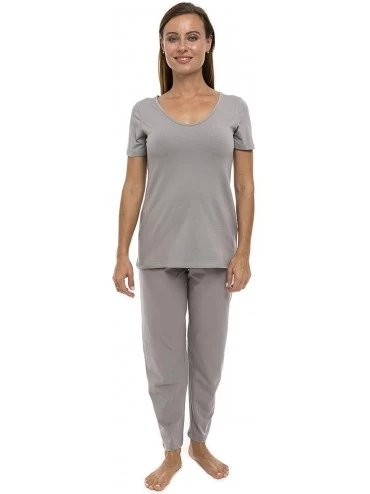 Sets Women's Pajama Set PJ Cotton Lounge Sleep Wear - Taupe Grey - CS18XUWLUS5 $68.04