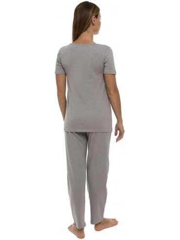 Sets Women's Pajama Set PJ Cotton Lounge Sleep Wear - Taupe Grey - CS18XUWLUS5 $45.97