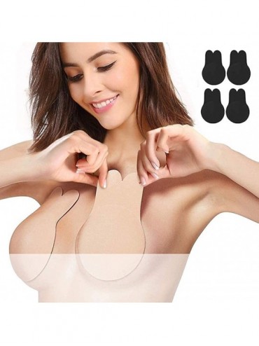 Accessories Invisible Breast Lift Silicone Nipple Covers Push Up Bra Tape Sticker Rabbit Pad - Black+black - C419CYULMU5 $33.03