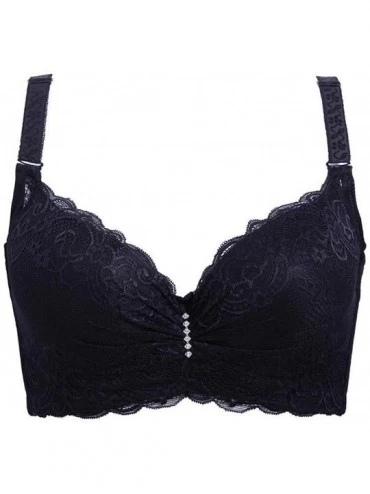 Bras Full Coverage Underwire Push-up Plus-Size Lace Bra - Black - CL18GM94RMS $28.48