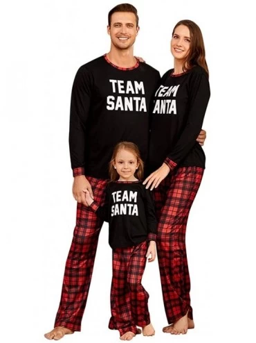 Sets IFFEI Matching Family Pajamas Sets Christmas PJ's with Christmas Team Santa Letter Printed Long Sleeve Tee and Pants - C...