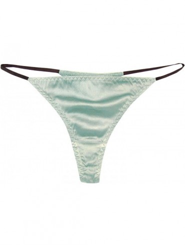 Panties 93% Silk 7% Spandex Women's Low Rise Sexy Thong - Aqua - CH12696M78N $28.61