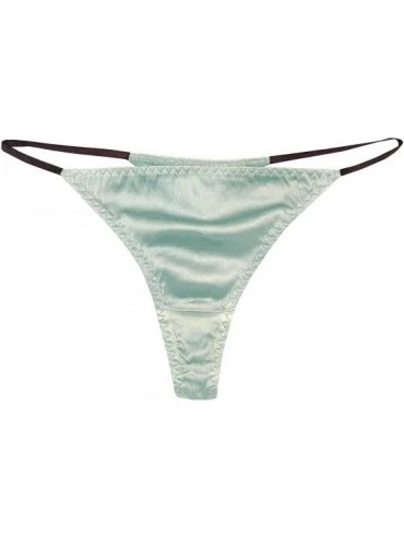 Panties 93% Silk 7% Spandex Women's Low Rise Sexy Thong - Aqua - CH12696M78N $26.84