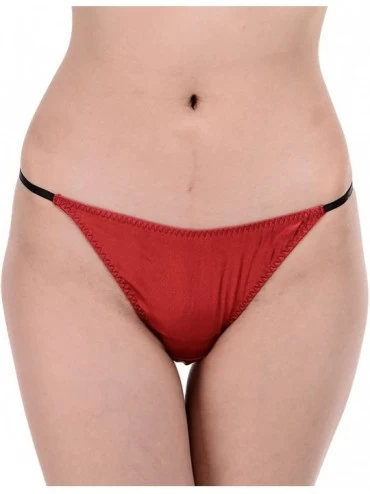 Panties 93% Silk 7% Spandex Women's Low Rise Sexy Thong - Aqua - CH12696M78N $16.60