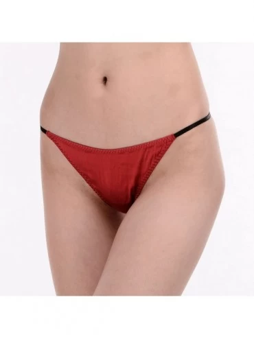 Panties 93% Silk 7% Spandex Women's Low Rise Sexy Thong - Aqua - CH12696M78N $16.60