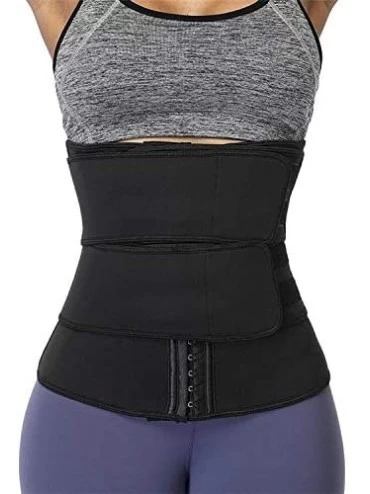 Shapewear Women Waist Trainer for Weight Loss Black Waist Trimmer Slimmer Belt Corset Cincher Body Shaper - Hook Double Belt ...