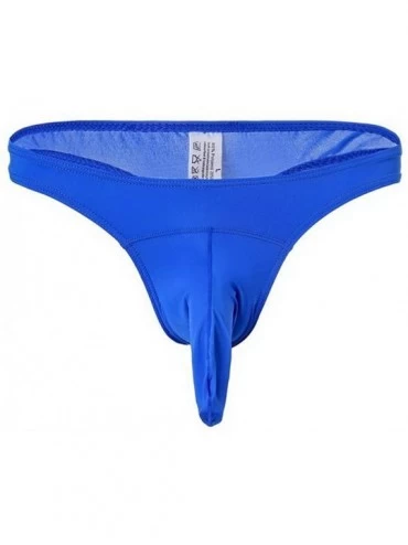 G-Strings & Thongs Ice Silk Bullet Separation Men's Underwear - Blue - C019257NOYU $21.47
