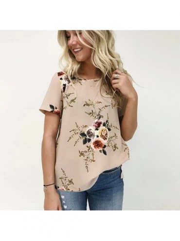 Bras Womens Shirts Short Sleeve Plus Size Floral Print Loose Casual Tunic Tops Blouse T-Shirt for Women Ladies Teen Girls - K...