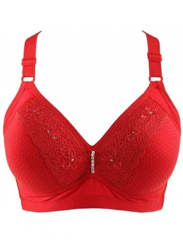 Bras Women Wirefree Lingerie Full-Coverage Thin Sleep Breathable Bra - Red - CT192ZM65T2 $32.75