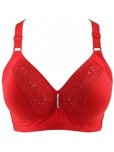 Bras Women Wirefree Lingerie Full-Coverage Thin Sleep Breathable Bra - Red - CT192ZM65T2 $28.46