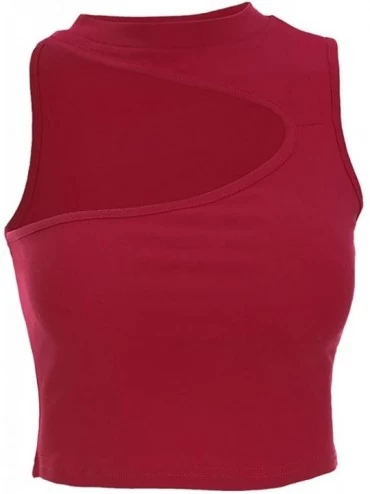 Thermal Underwear Women Sexy Overlap Cross Sling Crop Tank Top Vest - Red - C918NAALTOM $16.65