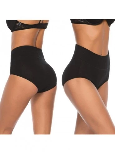 Panties Women's High Waist Cotton Underwear Soft Brief Panties Regular and Plus Size - Black+nude - C018XS0E3RK $9.31