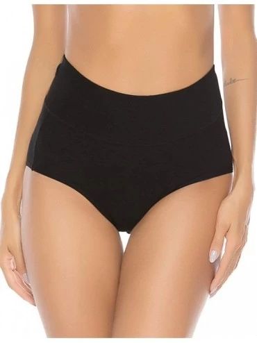 Panties Women's High Waist Cotton Underwear Soft Brief Panties Regular and Plus Size - Black+nude - C018XS0E3RK $9.31