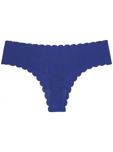 Panties Women's Large Size 100KG Can Wear Solid Color Breathable Seamless Low Waist Sexy Thong - Navy - CJ18YDS6Q4Q $38.11