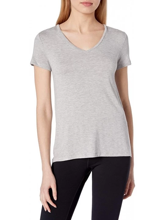 Tops Women's Loungewear V-Neck Short Sleeve T-Shirt - Light Heather Grey - C4188OA0KZW $14.88