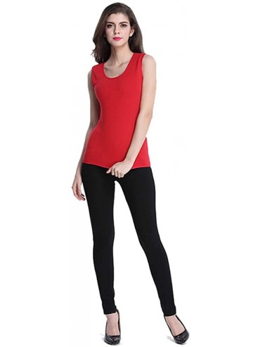 Thermal Underwear Womens Cotton Thermal Underwear Fleece Lined Tops Cami Tank Vest - Red - CT18AWRK005 $29.38