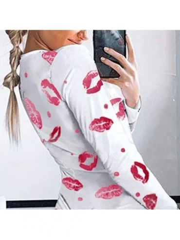 Nightgowns & Sleepshirts Women's Sexy V Neck Fashion Jumpsuit Button Down Fitness Long Sleeve Bodycon Rompers Sleepwear Overa...