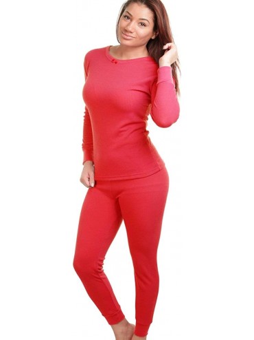 Thermal Underwear 2-Piece Women's Super Soft Cotton Thermal Underwear Set Red - C2198TX0K9A $33.87