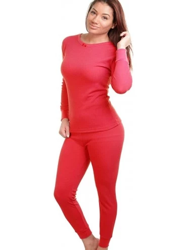 Thermal Underwear 2-Piece Women's Super Soft Cotton Thermal Underwear Set Red - C2198TX0K9A $31.02