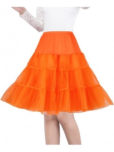 Slips Women's 50s Vintage Petticoat 26" Crinoline Rockabilly Tutu Skirt Slip S-3XL - Orange - CN12M6V2HUD $20.49