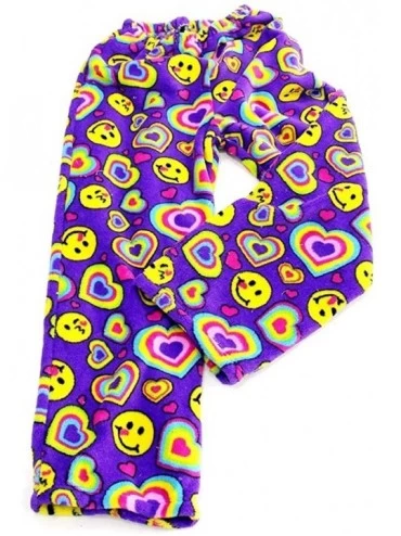 Bottoms Girl's and Boy's Fuzzy Plush Fleece Pajama Pants Sizes 5/6 to Junior Small - Rainbow Smile - CE18A6GDQS4 $58.43