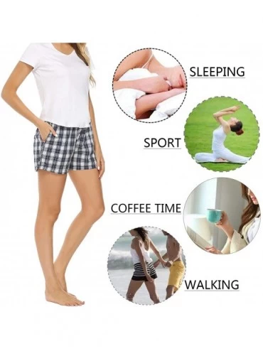Bottoms Women's Plaid Cotton Sleeping Pajama Shorts Exercise Fitness Bottoms Blue - CA18RK9SLGN $14.69