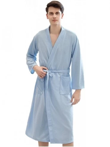 Robes Kimono Robe Men Women Bathrobe Spa Hotel Lightweight Weave Robe Wrap - Light Blue Men - CD199A2Q4R7 $32.10