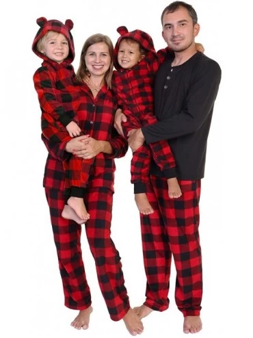 Sets Cozy Fleece Pajama in Matching Family Set with Buffalo Design - Womens Black and Red Plaid Pajama Set - CS18XUQ4UI2 $31.16