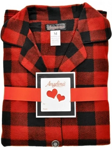Sets Cozy Fleece Pajama in Matching Family Set with Buffalo Design - Womens Black and Red Plaid Pajama Set - CS18XUQ4UI2 $31.16