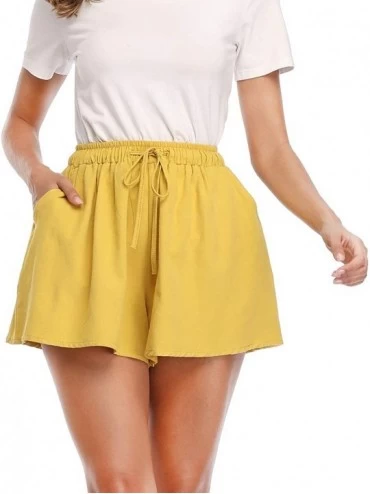 Bottoms Women's Shorts Elastic Waist Casual High Waisted Shorts Summer Baggy Shorts - Yellow - CC18TUATDMH $29.75
