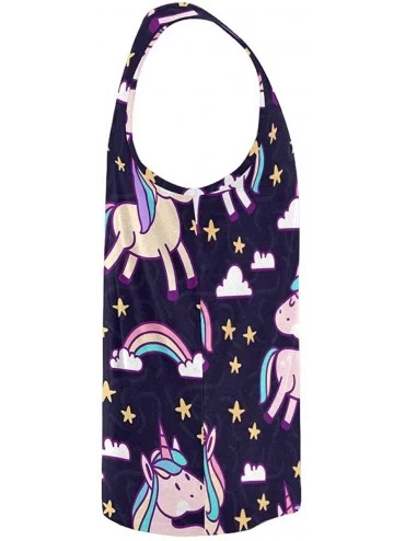 Undershirts Men's Muscle Gym Workout Training Sleeveless Tank Top Cute Unicorns with Heart - Multi2 - C219DW7XQEE $32.97