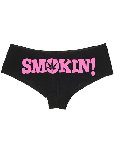 Panties Women's Smokin Pot Leaf Rave Booty Sexy Boyshort - Black/Pink - CU11UPIPK4F $30.59