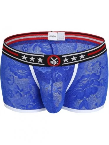 Briefs Men's Front Capsule Boxer Briefs Sexy Lace Low Waist Underwear - Blue - CW184XE8ZH4 $22.47