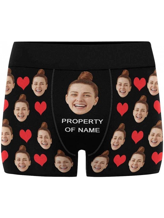 Boxers Custom Face Boxers Property of Girlfriends Name Red Hearts White Personalized Face Briefs Underwear for Men - Multi 14...