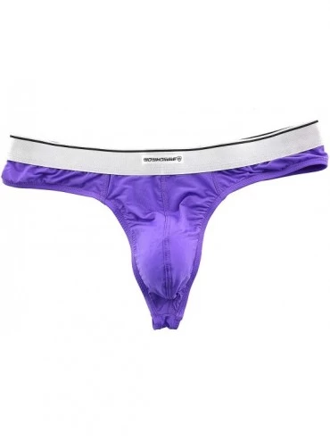 G-Strings & Thongs Men's Thong Underwear- Hot Men's Thong G-String Undie- No Visible Lines. - Purple - CK18UXKAIWH $8.80